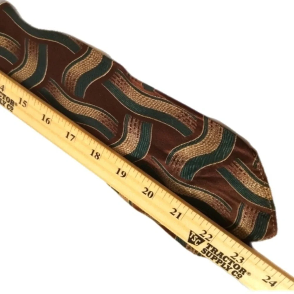 Palladium Corsair Tie Poly Brown Gold Teal 67x3.5 VTG ie No Tipping No Bar Tac